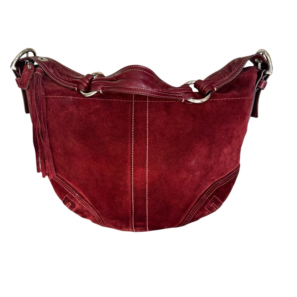 Vintage Coach Soho Red Suede Hobo Shoulder Bag - Picture 5 of 15